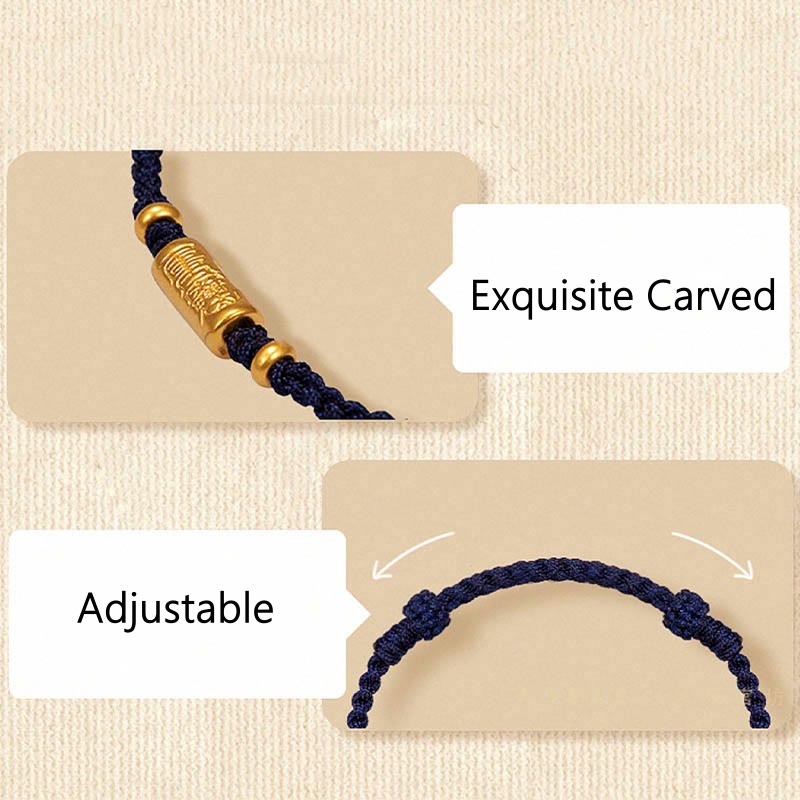 Handmade 24K Gold Carved Amulet Braided Red String Bracelet