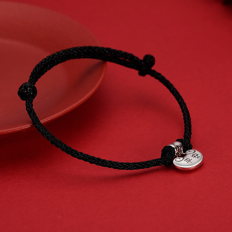 Handcrafted 925 Sterling Silver Longevity Lock Red String Braided Cord Bracelet