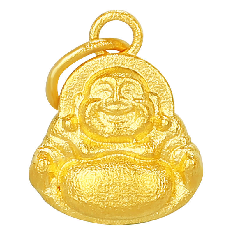 999 Gold Mini Laughing Buddha Luck Wealth Necklace Pendant