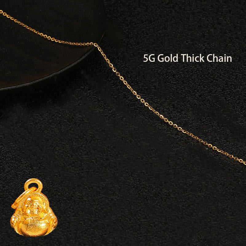 999 Gold Mini Laughing Buddha Luck Wealth Necklace Pendant