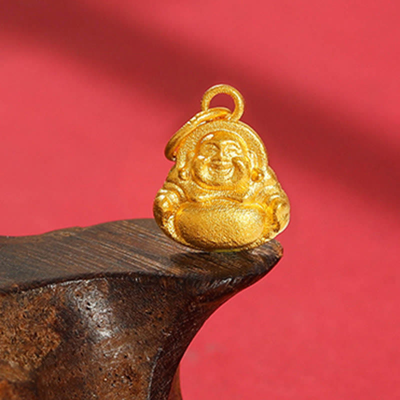 999 Gold Mini Laughing Buddha Luck Wealth Necklace Pendant