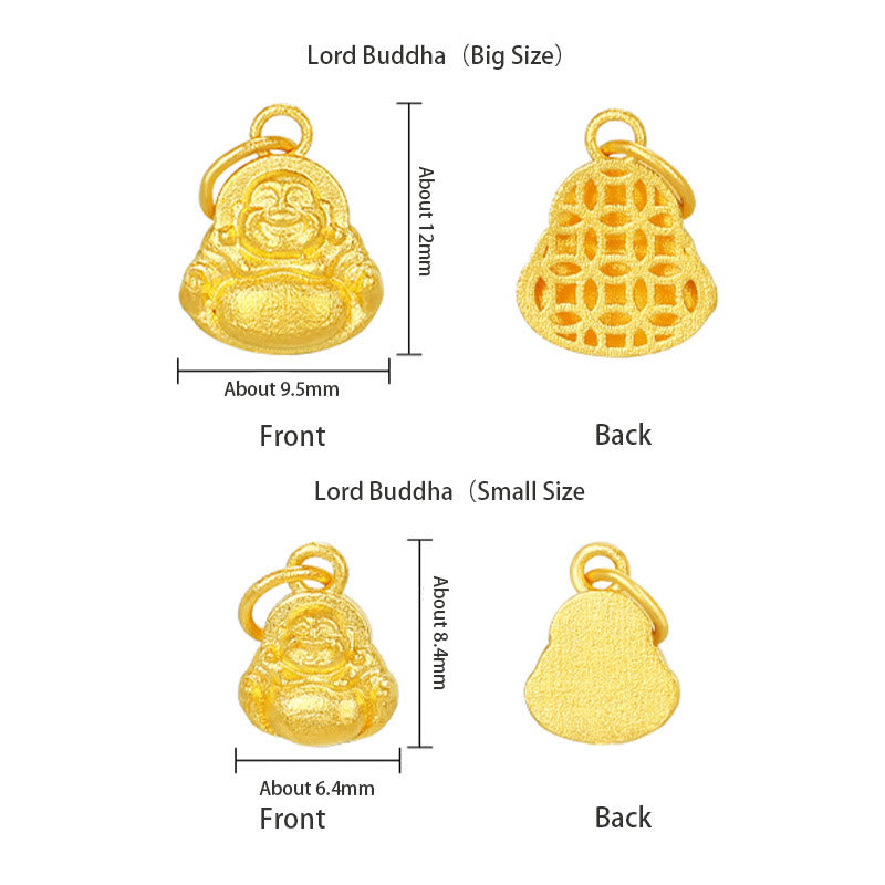999 Gold Mini Laughing Buddha Luck Wealth Necklace Pendant