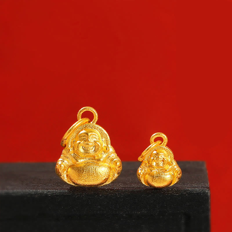 999 Gold Mini Laughing Buddha Luck Wealth Necklace Pendant