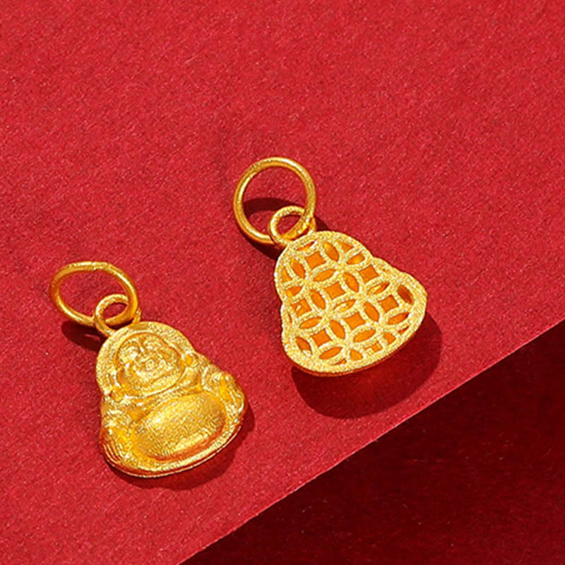 999 Gold Mini Laughing Buddha Luck Wealth Necklace Pendant