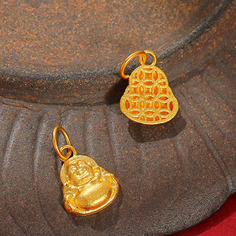 999 Gold Mini Laughing Buddha Luck Wealth Necklace Pendant