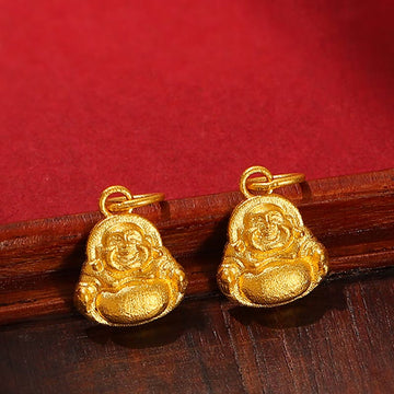 999 Gold Mini Laughing Buddha Luck Wealth Necklace Pendant