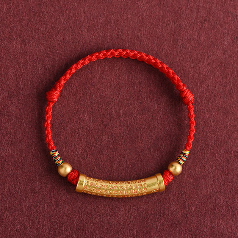 Handmade Heart Sutra Alloy Pendant Braided Red String Bracelet Anklet