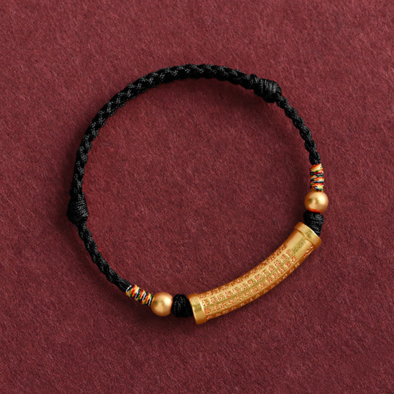 Handmade Heart Sutra Alloy Pendant Braided Red String Bracelet Anklet