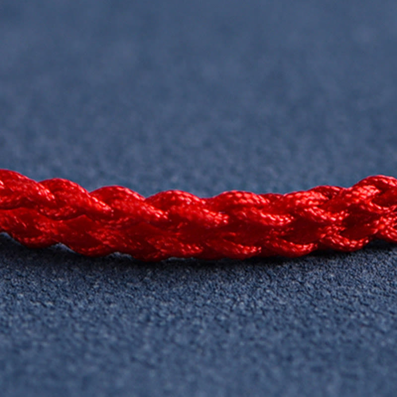 Handmade 999 Sterling Silver Fu Ruyi Charm Red String Bracelet Anklet