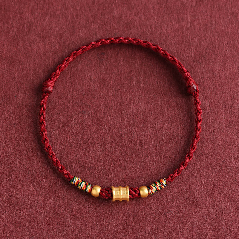 999 Gold Small Bucket Shape Design Handmade Luck Braided Rope Bracelet Anklet