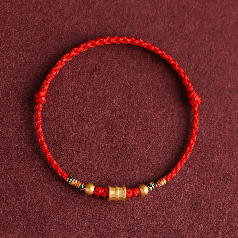 999 Gold Small Bucket Shape Design Handmade Luck Braided Rope Bracelet Anklet