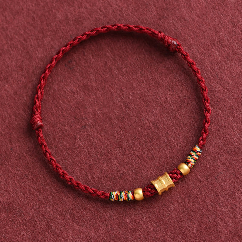 999 Gold Small Bucket Shape Design Handmade Luck Braided Rope Bracelet Anklet