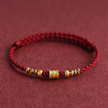 999 Gold Small Bucket Shape Design Handmade Luck Braided Rope Bracelet Anklet