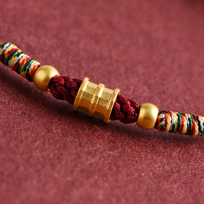 999 Gold Small Bucket Shape Design Handmade Luck Braided Rope Bracelet Anklet