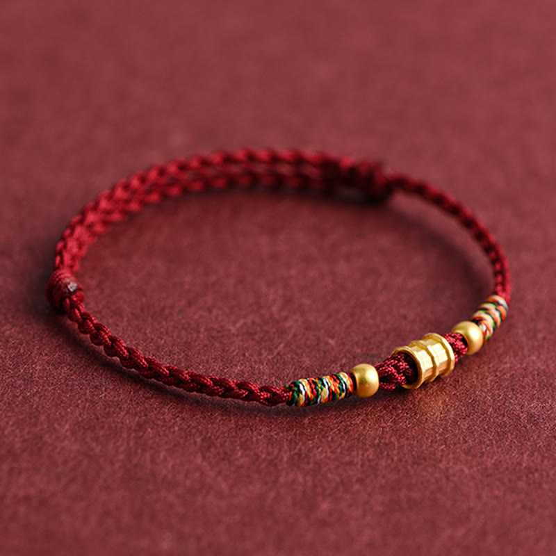 999 Gold Small Bucket Shape Design Handmade Luck Braided Rope Bracelet Anklet