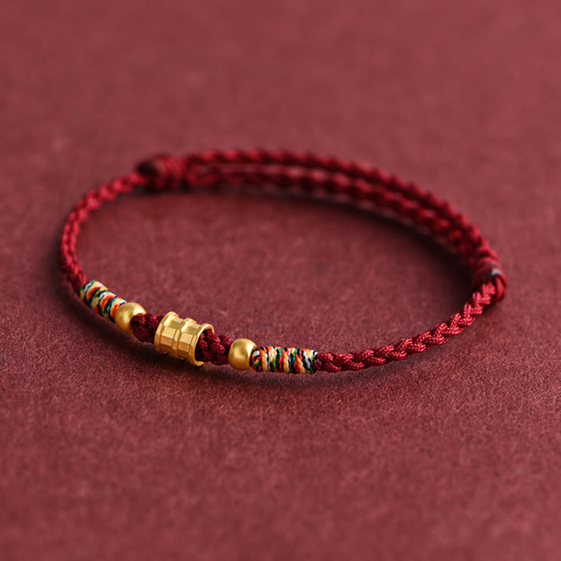 999 Gold Small Bucket Shape Design Handmade Luck Braided Rope Bracelet Anklet