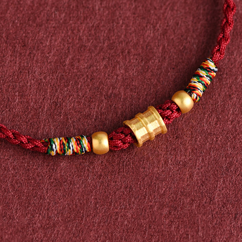 999 Gold Small Bucket Shape Design Handmade Luck Braided Rope Bracelet Anklet