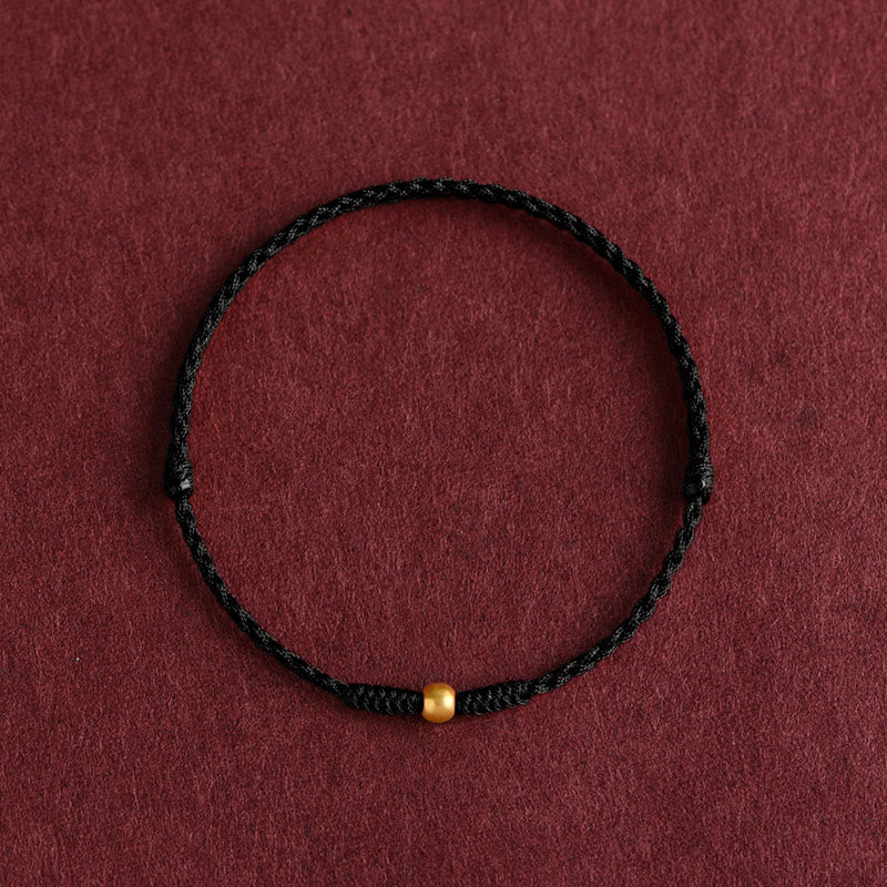 Handmade 24K Gold Mini Bead Braided Red String Bracelet Anklet