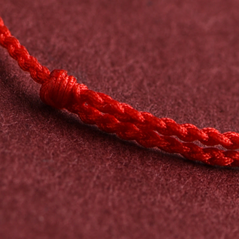 Handmade 24K Gold Mini Bead Braided Red String Bracelet Anklet