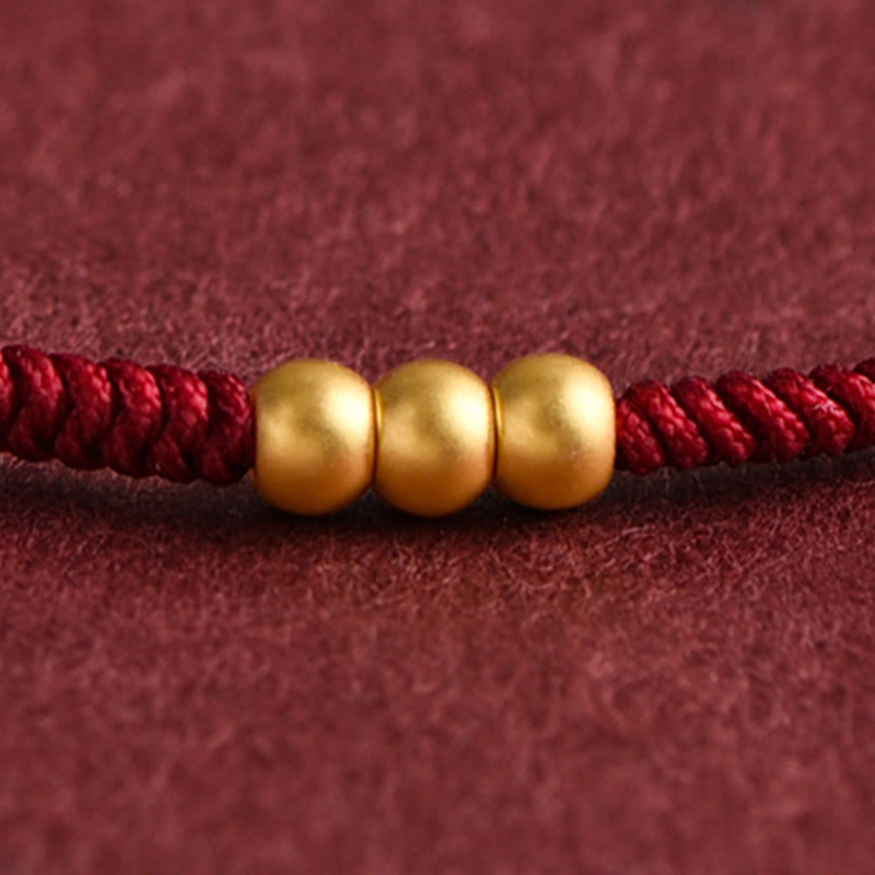 999 Gold Mini Three Beads Design Handmade Luck Rope Bracelet Anklet