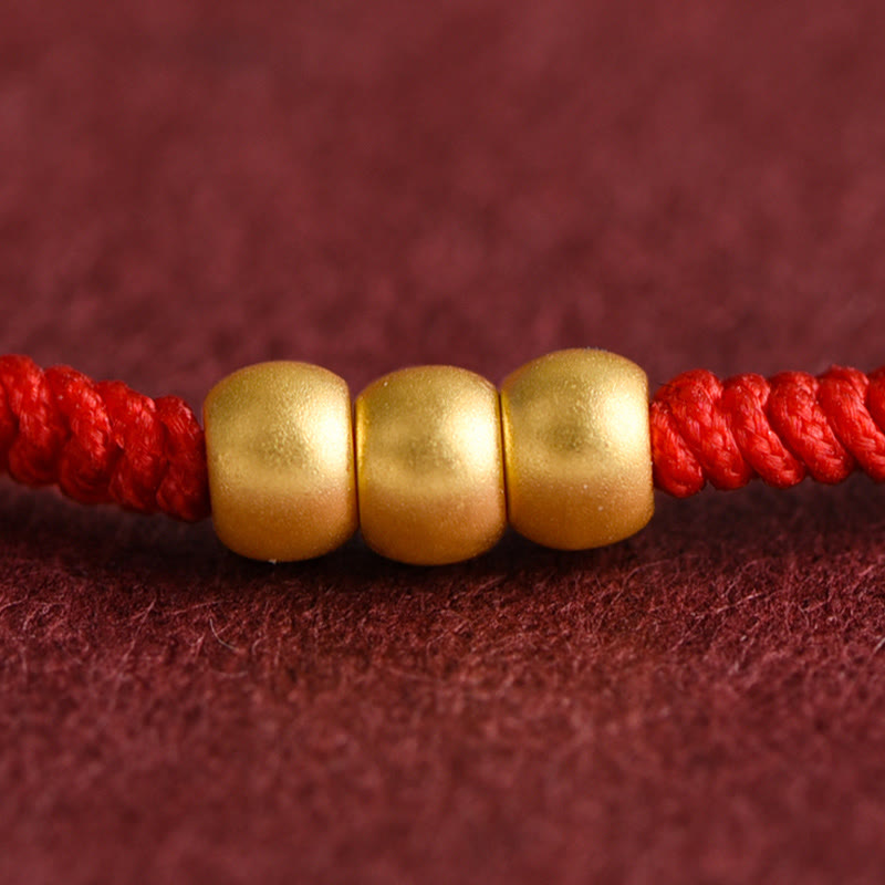 999 Gold Mini Three Beads Design Handmade Luck Rope Bracelet Anklet