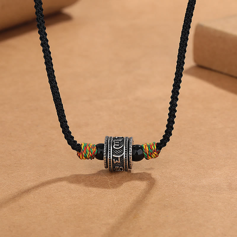 Tibet Om Mani Padme Hum Swastika PiXiu Copper Wisdom Rope Necklace Pendant