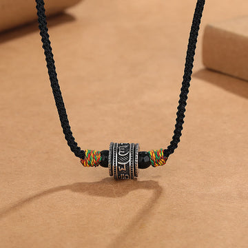 Tibet Om Mani Padme Hum Swastika PiXiu Copper Wisdom Rope Necklace Pendant