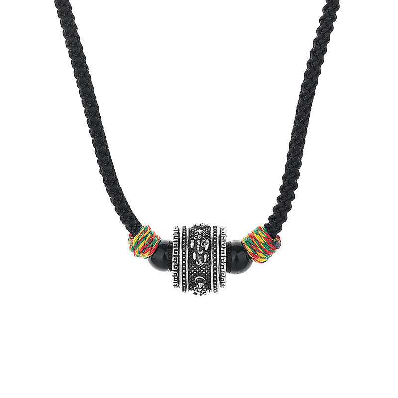 Tibet Om Mani Padme Hum Swastika PiXiu Copper Wisdom Rope Necklace Pendant