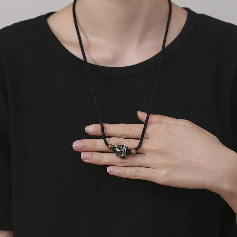 Tibet Om Mani Padme Hum Swastika PiXiu Copper Wisdom Rope Necklace Pendant