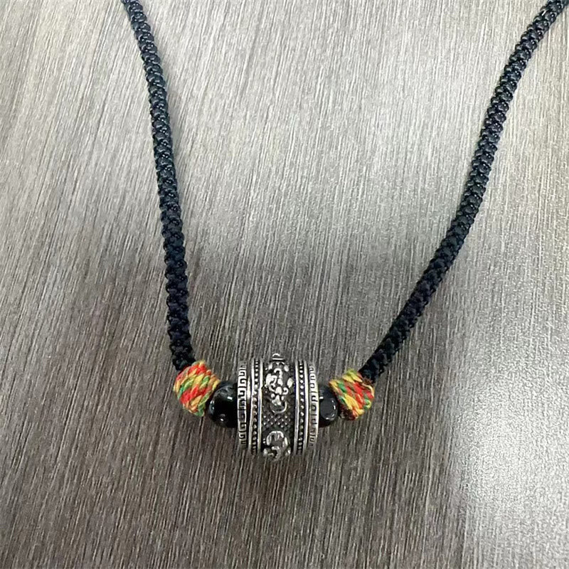 Tibet Om Mani Padme Hum Swastika PiXiu Copper Wisdom Rope Necklace Pendant