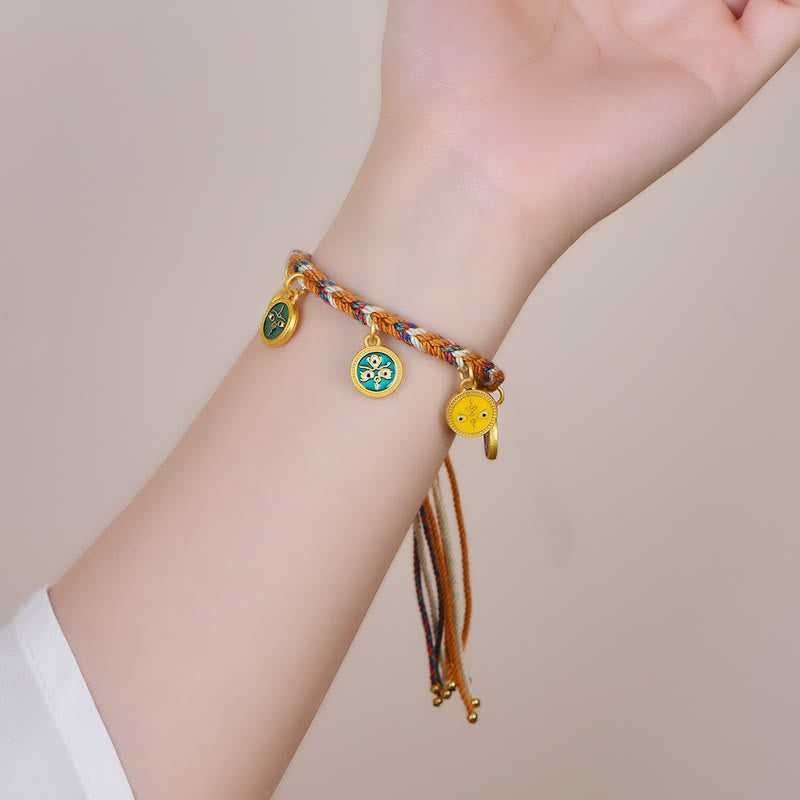 Handmade Tibetan Multicolored Red String Five God of Wealth Adjustable Bracelet