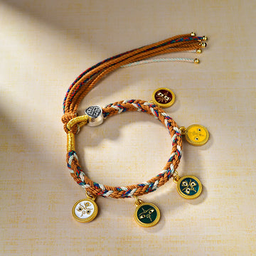 Handmade Tibetan Multicolored Red String Five God of Wealth Adjustable Bracelet