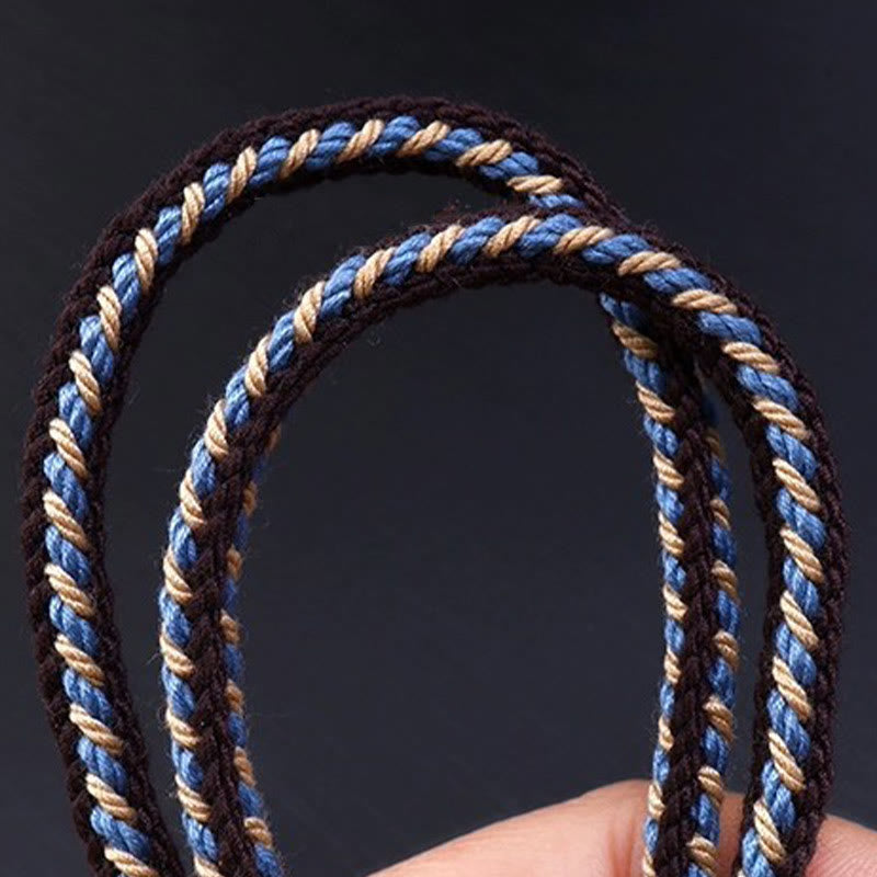 Tibetan Nine-eye Dzi Bead Protection Braided Rope Necklace Pendant