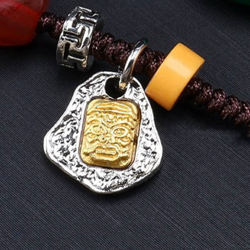 Tibetan Nine-eye Dzi Bead Protection Braided Rope Necklace Pendant