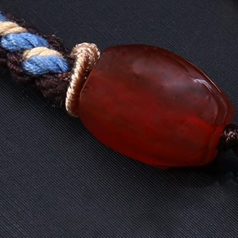 Tibetan Nine-eye Dzi Bead Protection Braided Rope Necklace Pendant