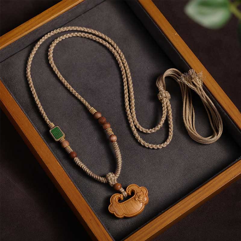 Tibetan Sandalwood Chinese Lock Charm Protection Necklace Pendant