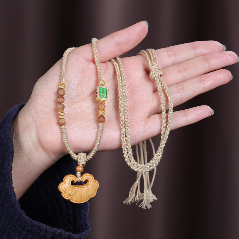 Tibetan Sandalwood Chinese Lock Charm Protection Necklace Pendant