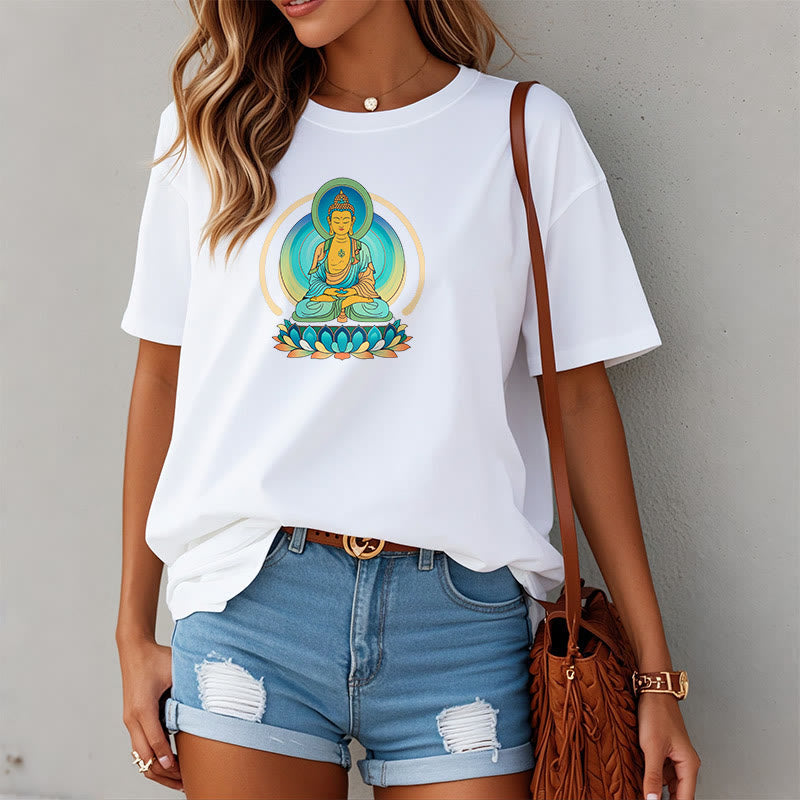 Pure Cotton Lotus Buddha Mindful Meditation Tee