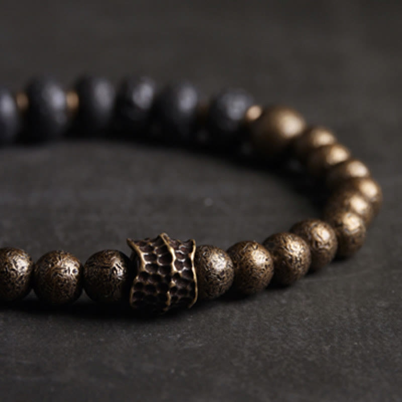 Lava Stone and Copper Brass Beaded Grounding Bracelet