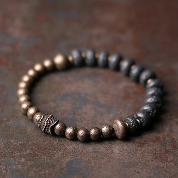 Lava Stone and Copper Brass Beaded Grounding Bracelet