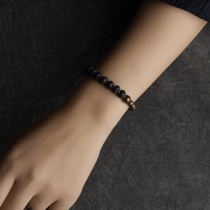 Lava Stone and Copper Brass Beaded Grounding Bracelet