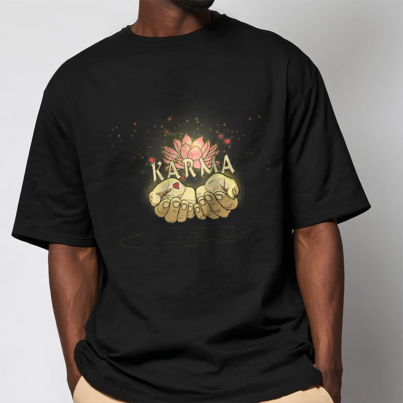 Cotton Classic Crew Neck Mindful Karma Graphic Tee