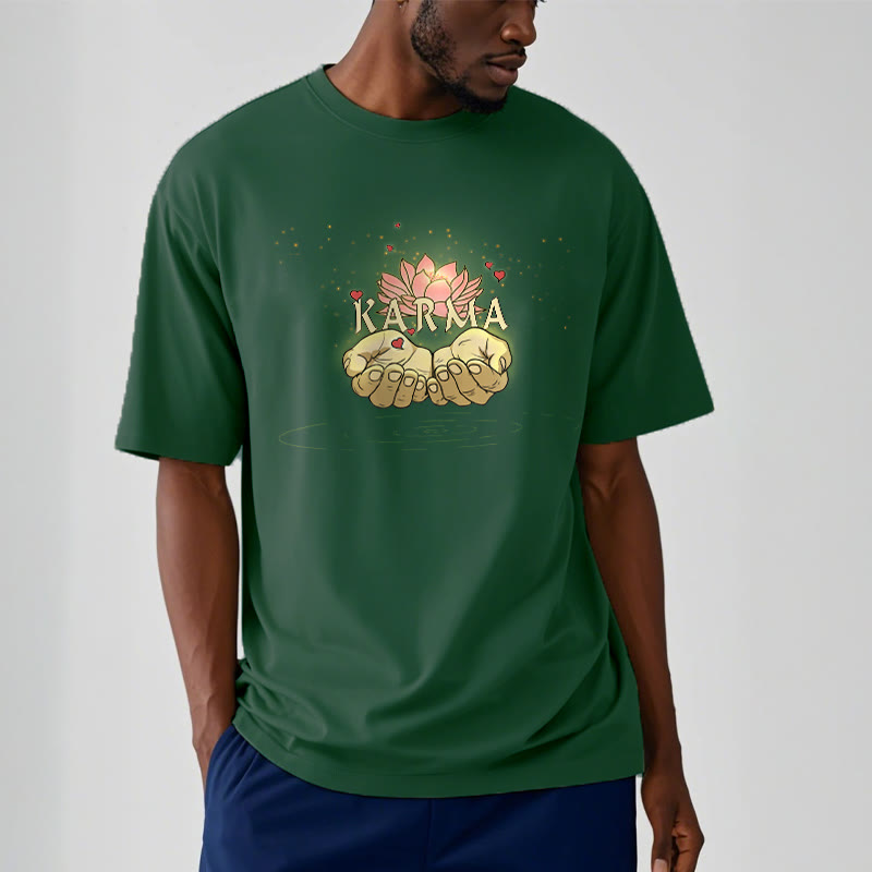 Cotton Classic Crew Neck Mindful Karma Graphic Tee