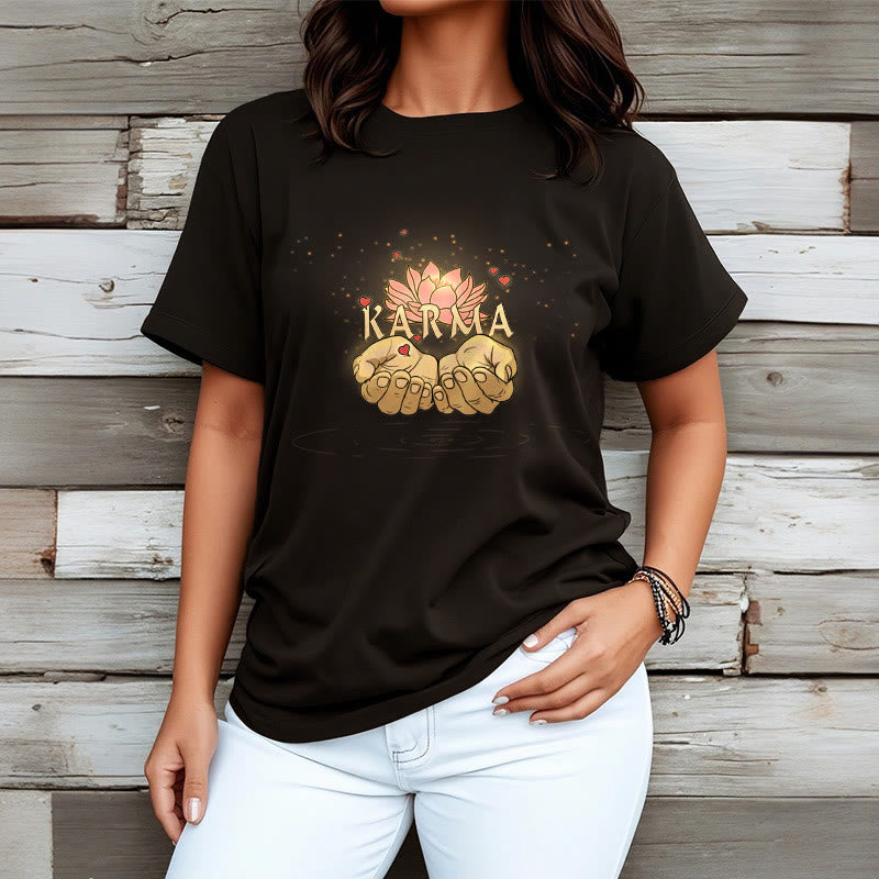 Cotton Classic Crew Neck Mindful Karma Graphic Tee