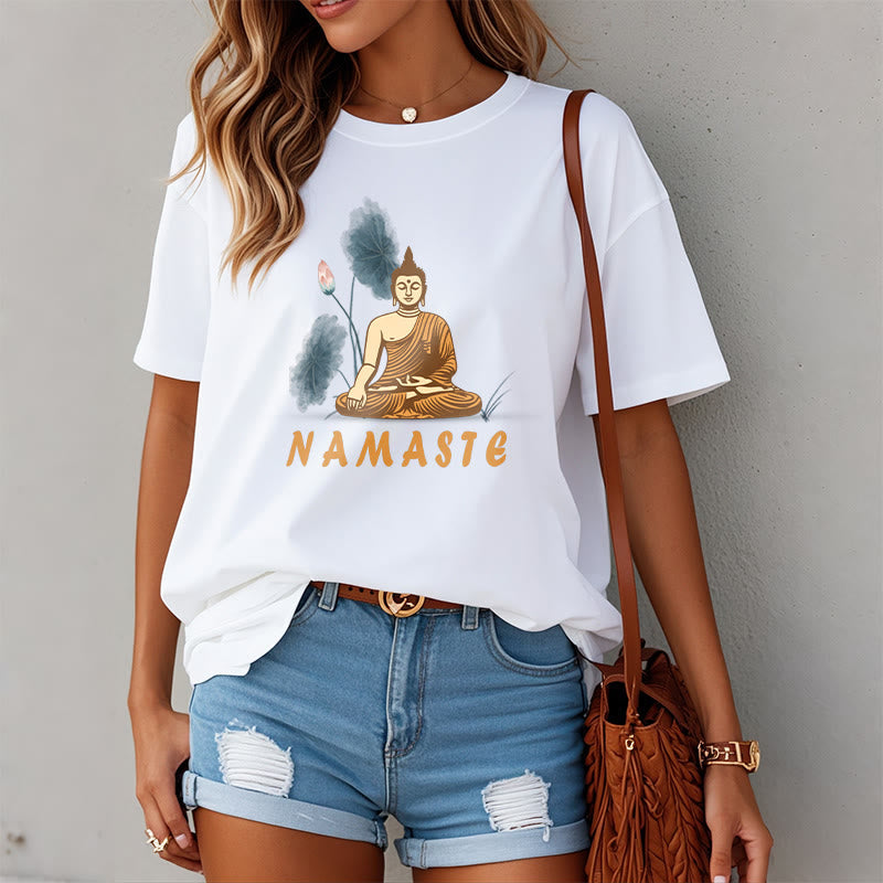 NAMASTE Buddha Lotus Leaf Tee T-shirt