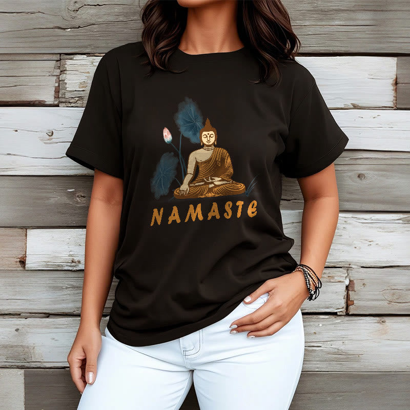 NAMASTE Buddha Lotus Leaf Tee T-shirt
