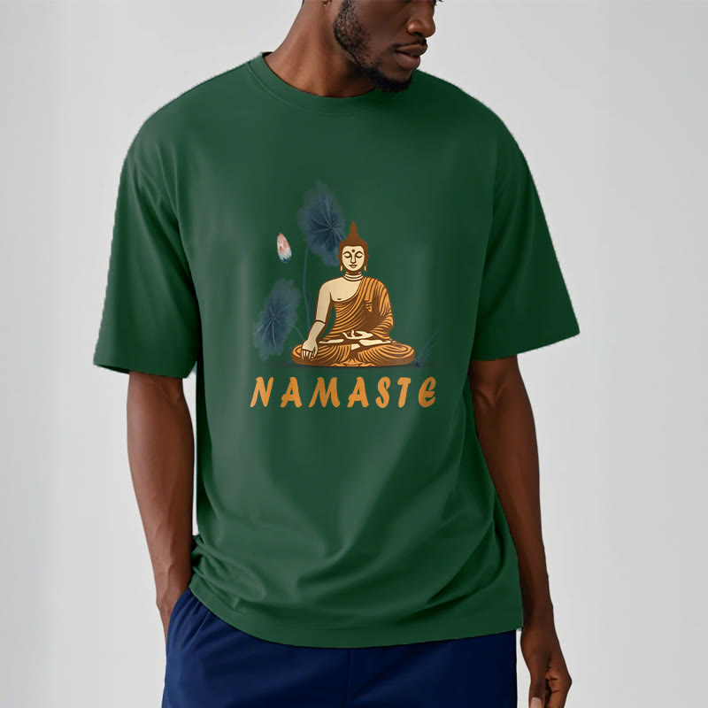 NAMASTE Buddha Lotus Leaf Tee T-shirt