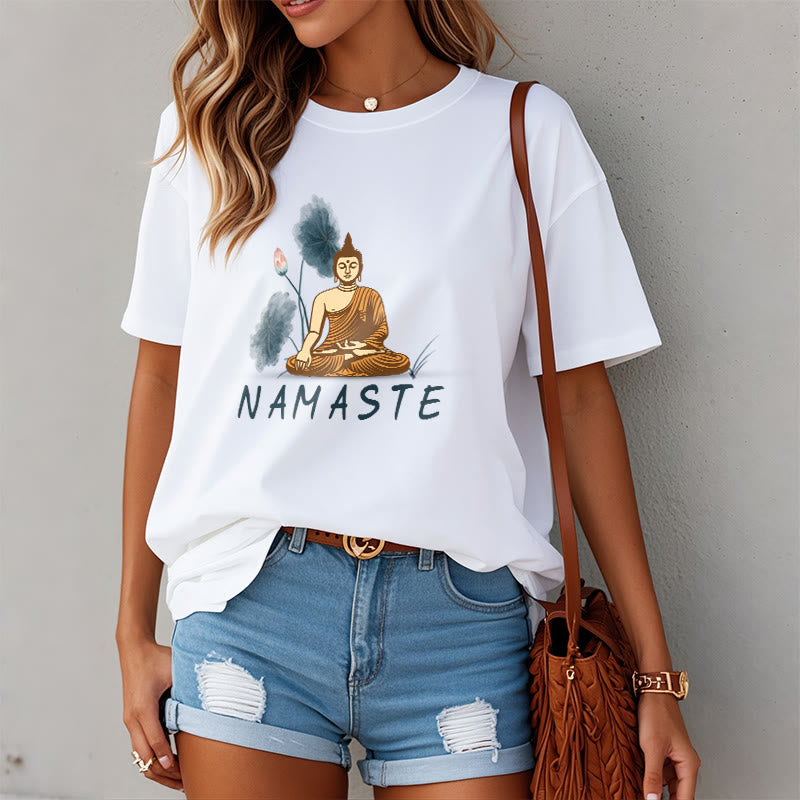 NAMASTE Buddha Lotus Leaf Tee T-shirt