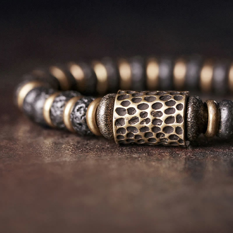 Vintage Lava Rock Beads Calm Copper Bracelet