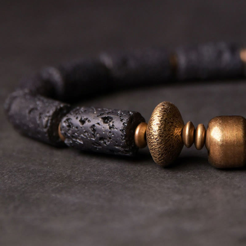 Luck Wealth Black Lava Rock Beads Copper Bracelet